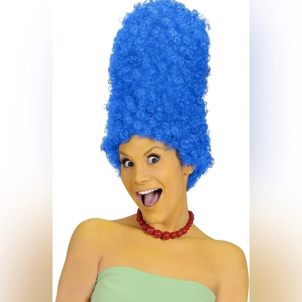 BLUE MARGE SIMPSON CURLY TALL WIG FOR HALLOWEEN COSTUME PARTY *NEW*